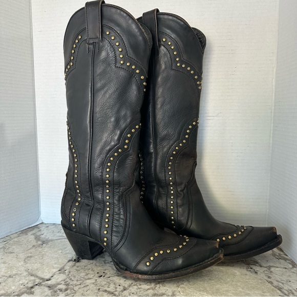 Idyllwind Walk This Way Studded Snip Toe Western Boot Black Tall Shaft Women 8.5 - Picture 2 of 16